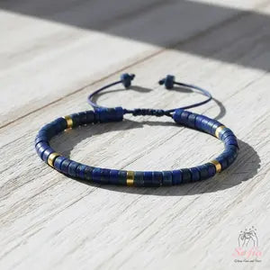 Sofia Blue Lapis Lazuli Stone Bracelet Healing Crystal Barrel Gemstone Dainty Bracelet Handmade Minimalist Style Gift